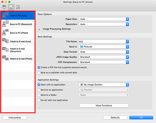 figure: Settings dialog